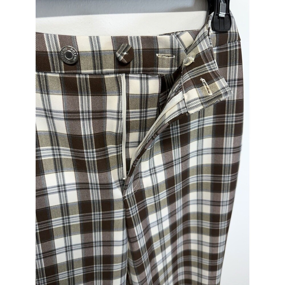 Reformation Y2K Women’s Franklin brown Plaid Straight Leg Pants Rayon Sz 2 - Picture 14 of 16